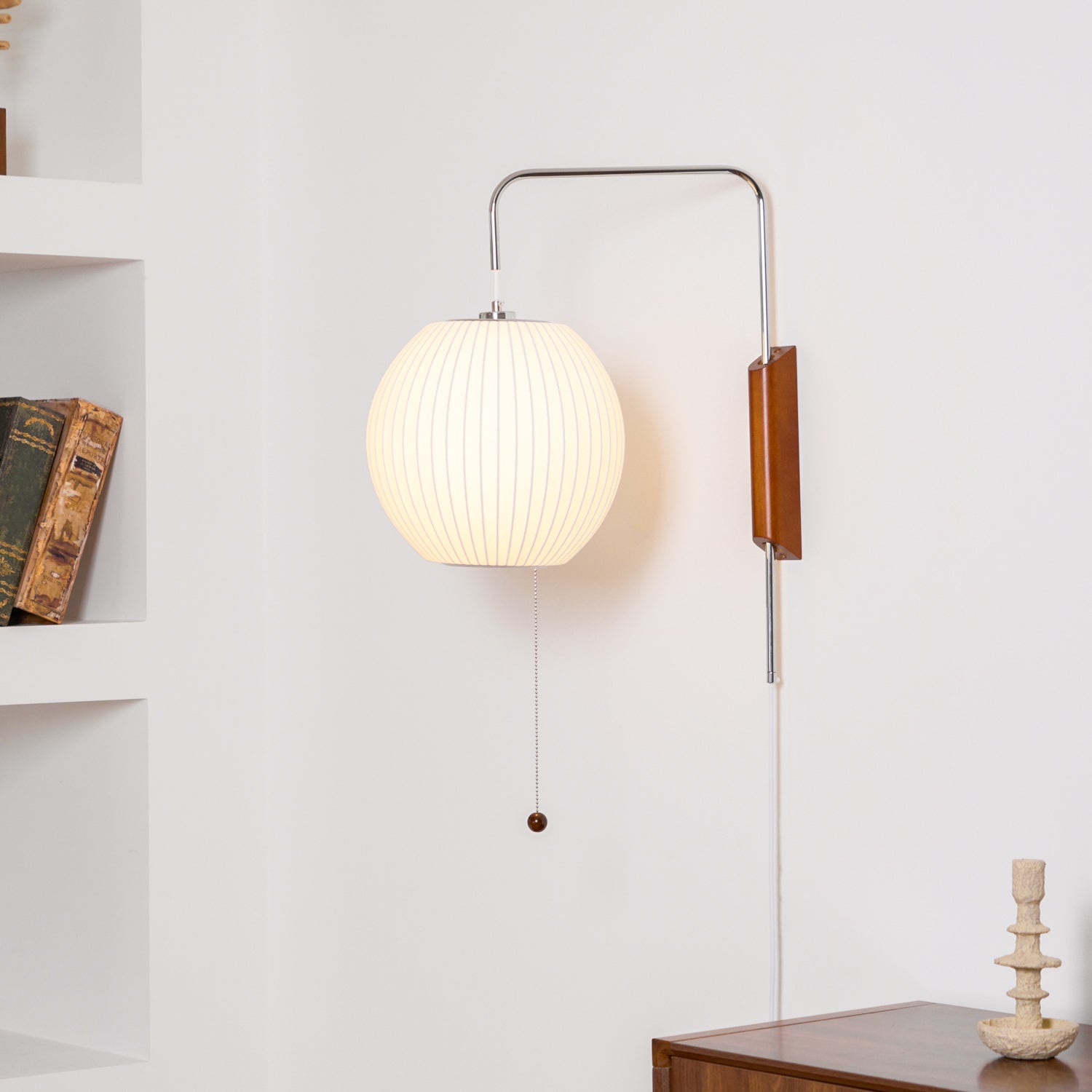 Wandlamp Retro met Draaibare Arm en Trekkoord Schakelaar