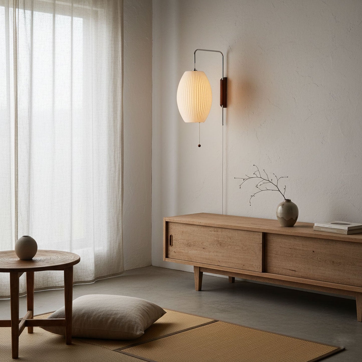 Wandlamp Retro met Draaibare Arm en Trekkoord Schakelaar