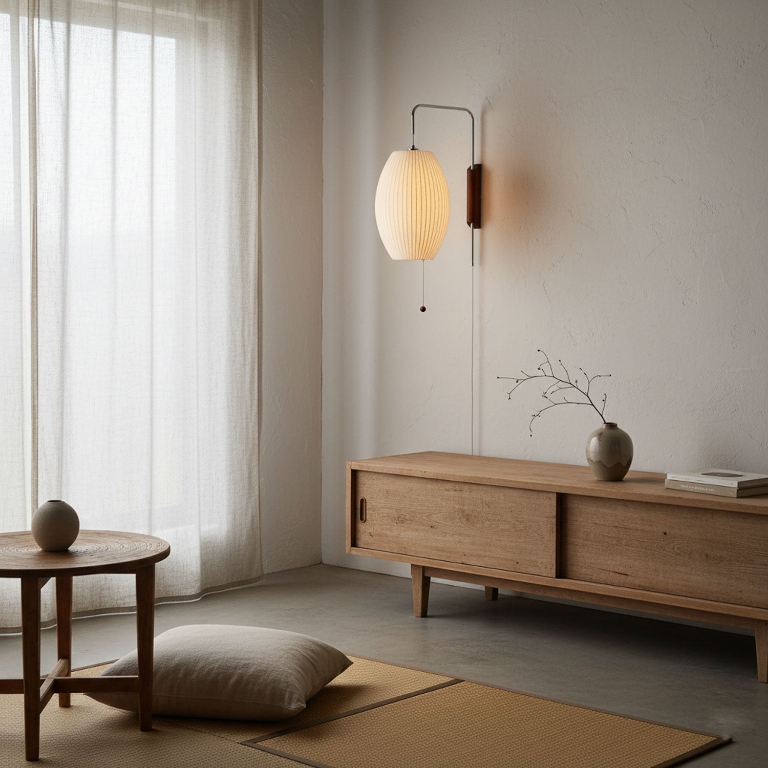Wandlamp Retro met Draaibare Arm en Trekkoord Schakelaar