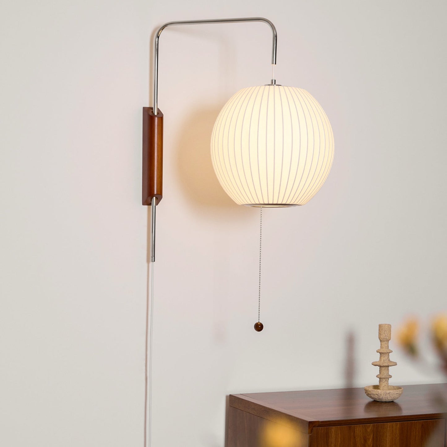 Wandlamp Retro met Draaibare Arm en Trekkoord Schakelaar