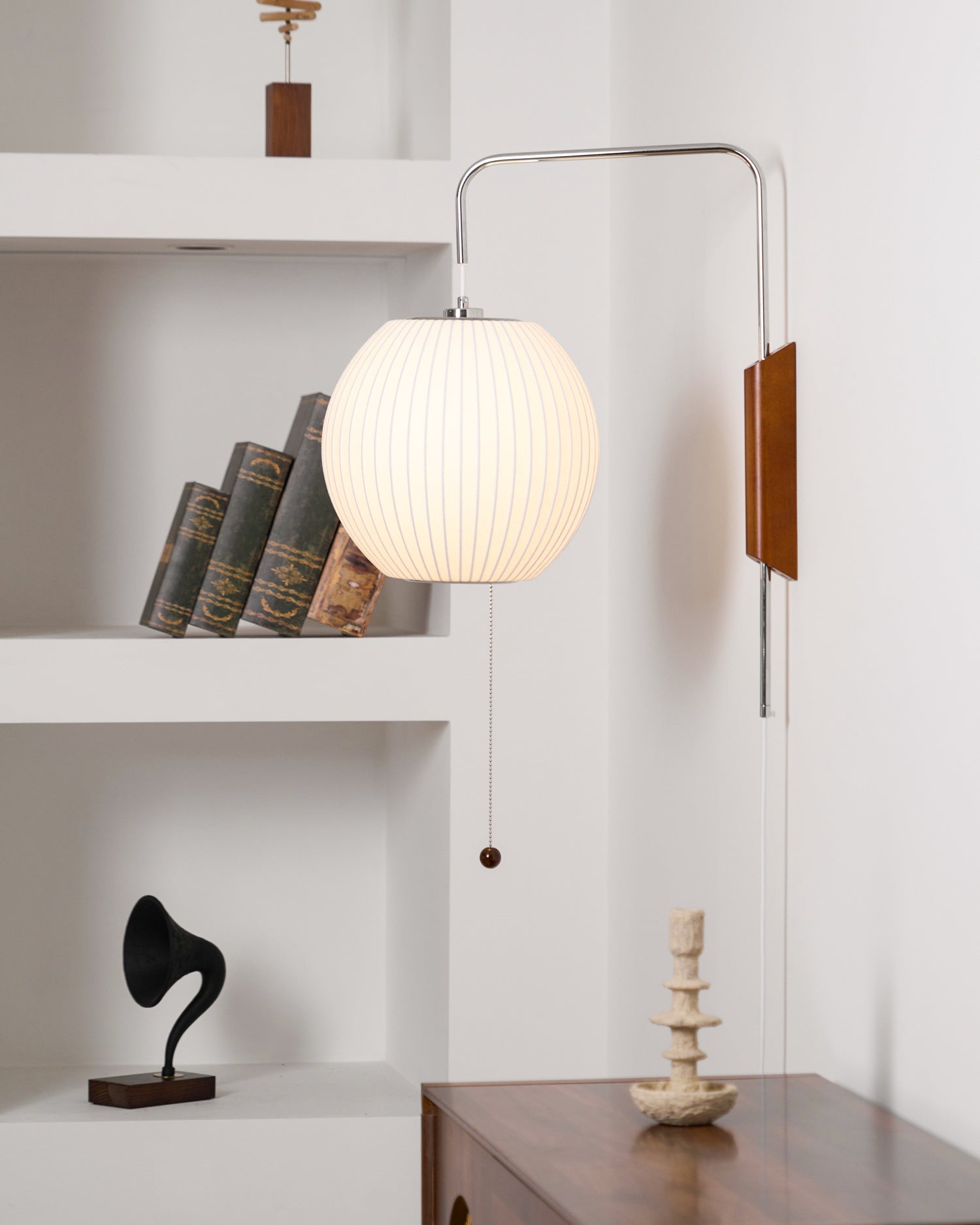 Wandlamp Retro met Draaibare Arm en Trekkoord Schakelaar