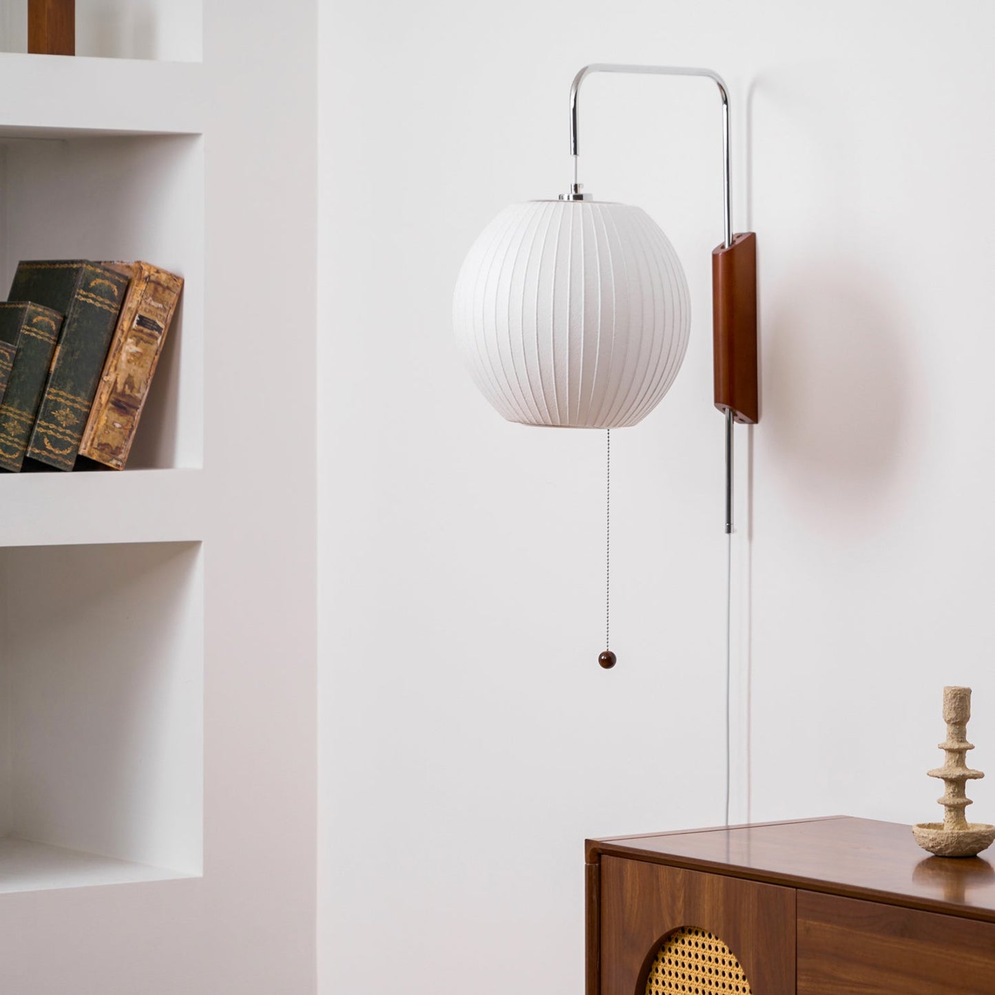 Wandlamp Retro met Draaibare Arm en Trekkoord Schakelaar