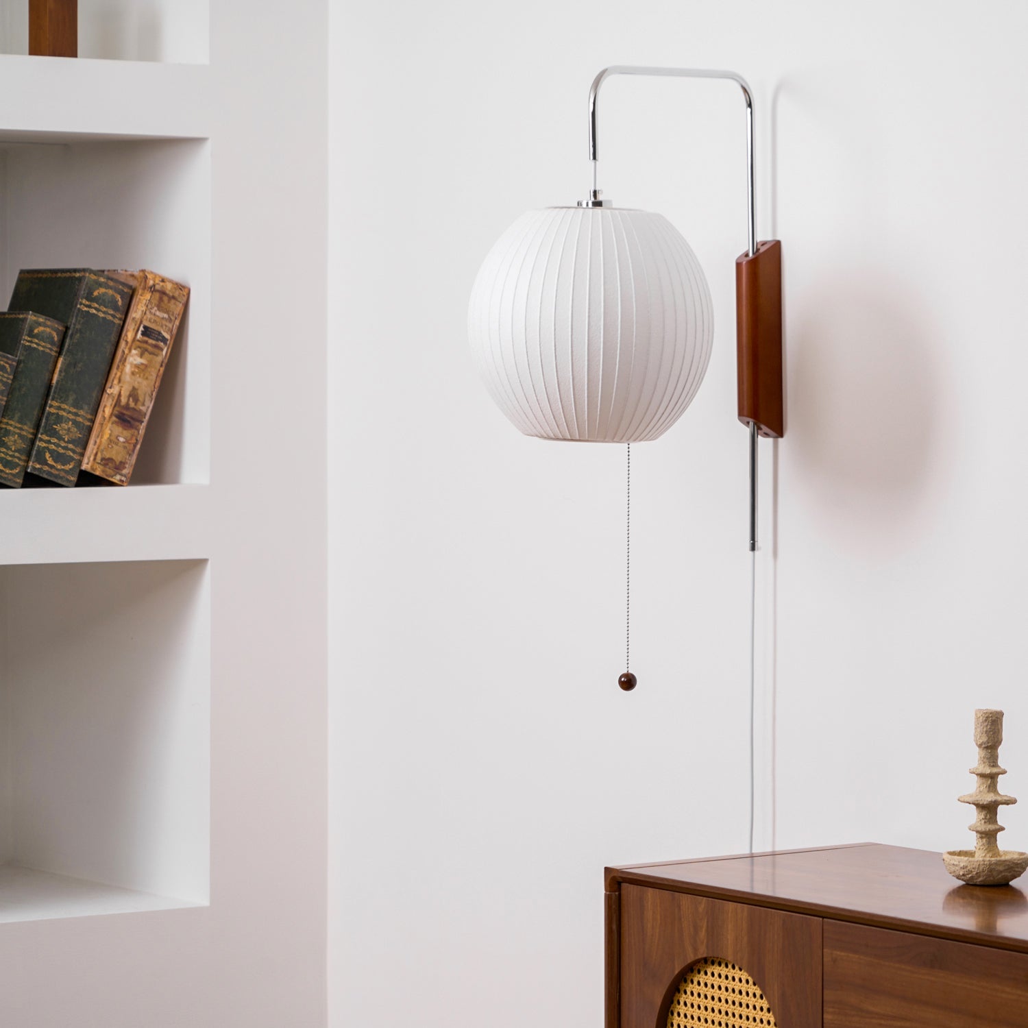 Wandlamp Retro met Draaibare Arm en Trekkoord Schakelaar