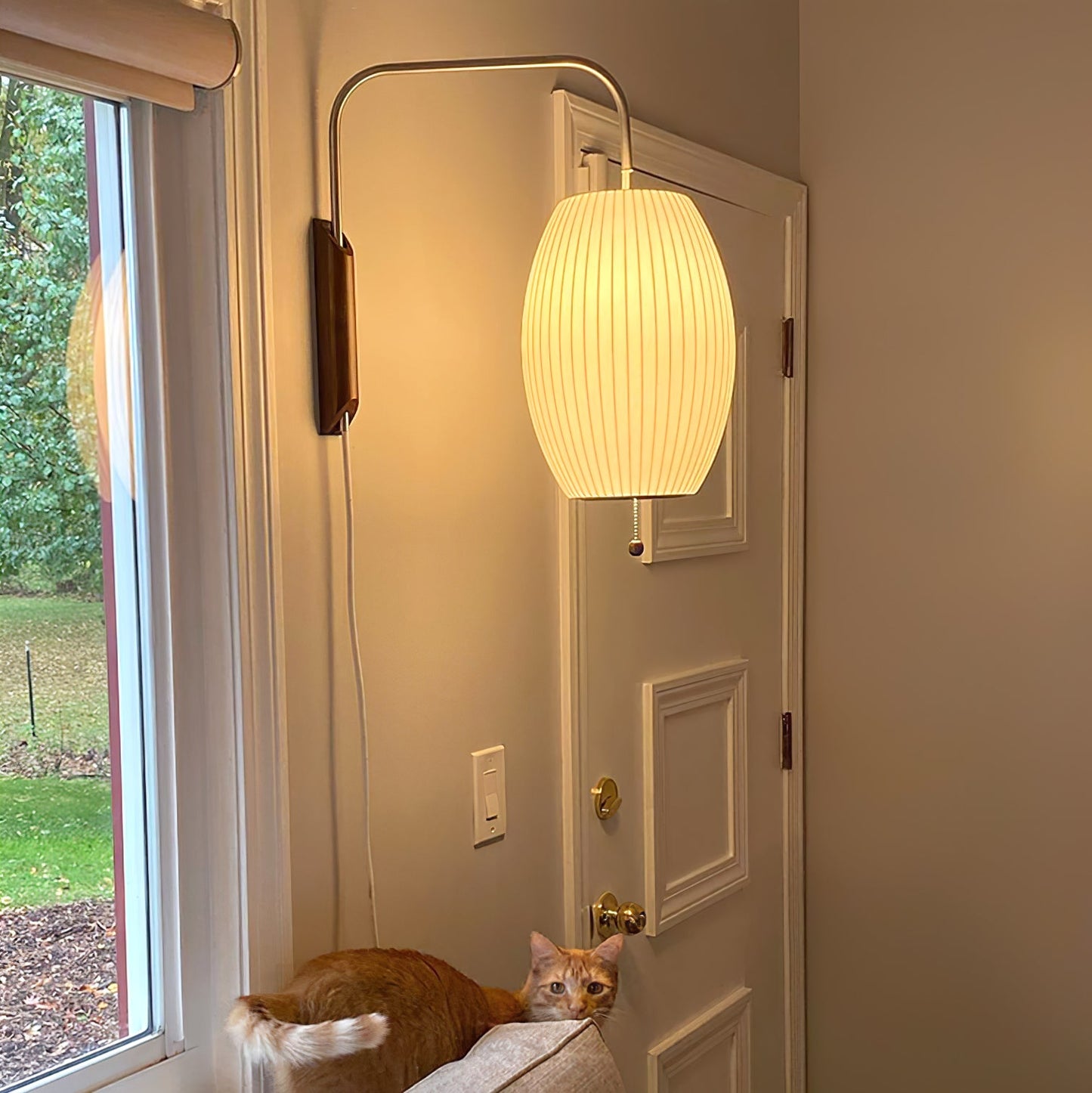 Wandlamp Retro met Draaibare Arm en Trekkoord Schakelaar