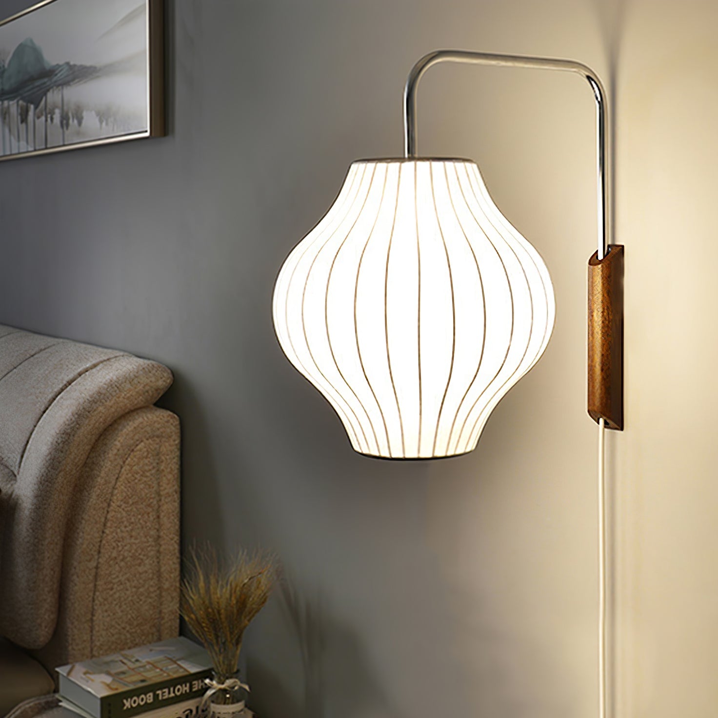 Wandlamp Retro met Draaibare Arm en Trekkoord Schakelaar