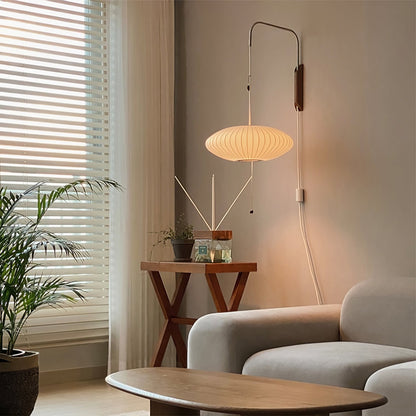 Wandlamp Retro met Draaibare Arm en Trekkoord Schakelaar