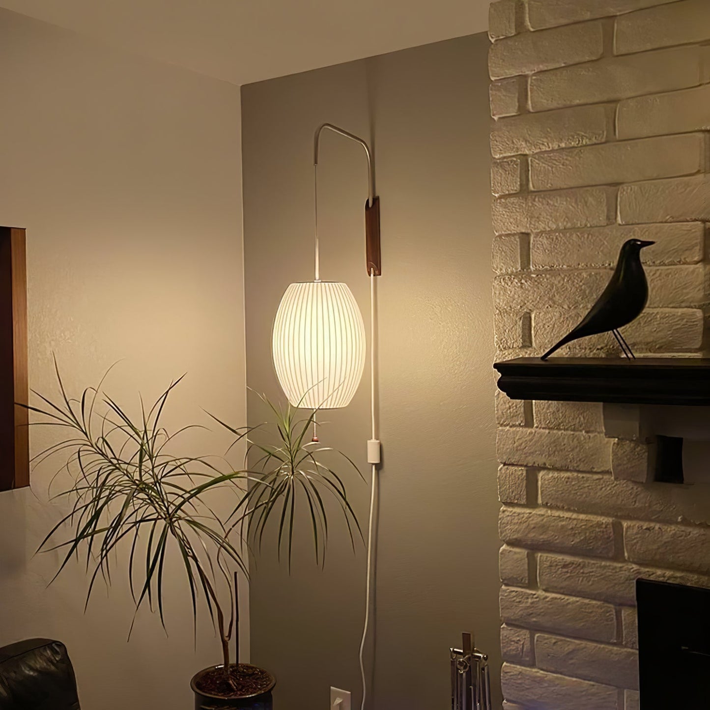 Wandlamp Retro met Draaibare Arm en Trekkoord Schakelaar