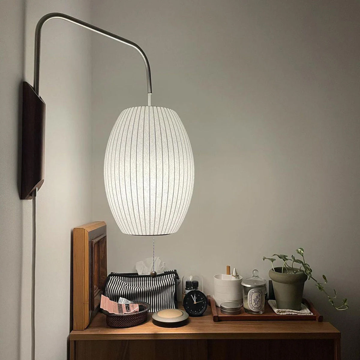 Wandlamp Retro met Draaibare Arm en Trekkoord Schakelaar