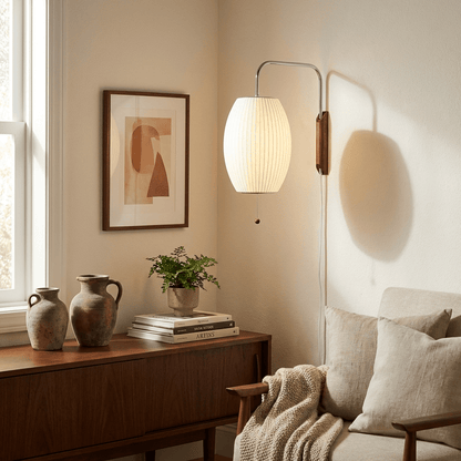 Wandlamp Retro met Draaibare Arm en Trekkoord Schakelaar