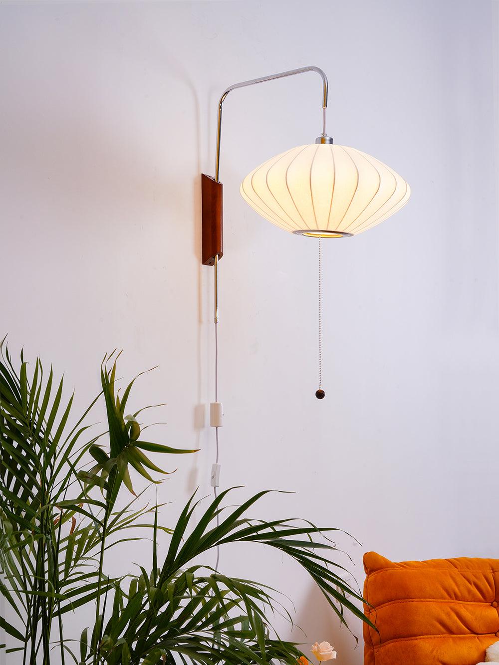Wandlamp Retro met Draaibare Arm en Trekkoord Schakelaar