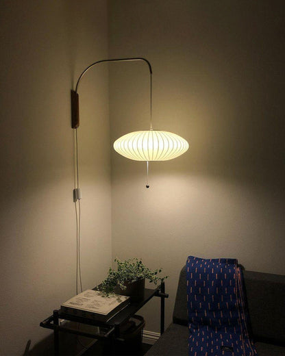 Wandlamp Retro met Draaibare Arm en Trekkoord Schakelaar