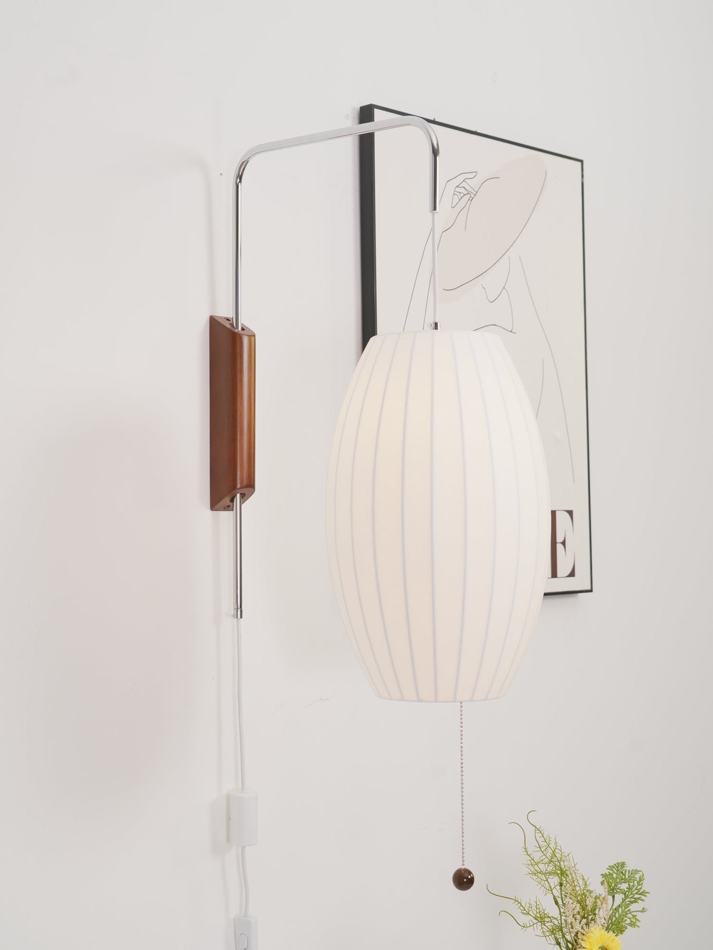 Wandlamp Retro met Draaibare Arm en Trekkoord Schakelaar
