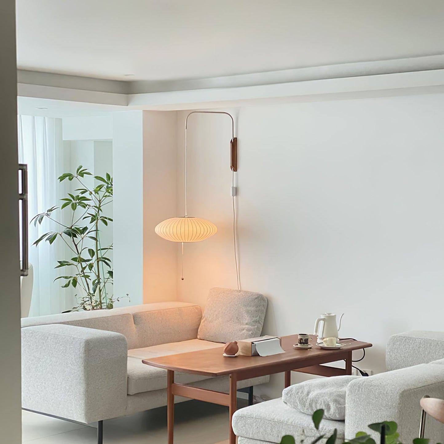 Wandlamp Retro met Draaibare Arm en Trekkoord Schakelaar