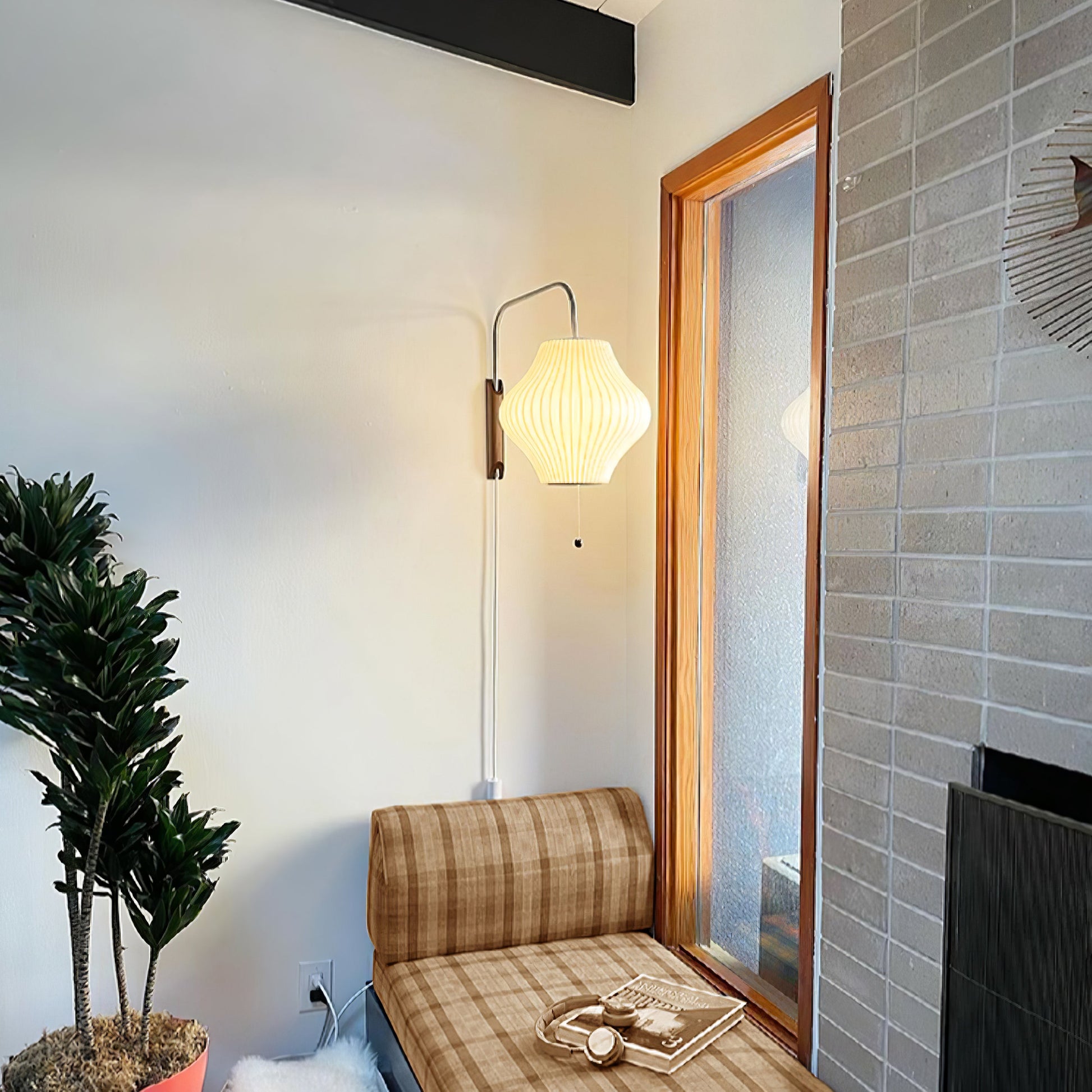 Wandlamp Retro met Draaibare Arm en Trekkoord Schakelaar