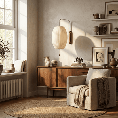 Wandlamp Retro met Draaibare Arm en Trekkoord Schakelaar