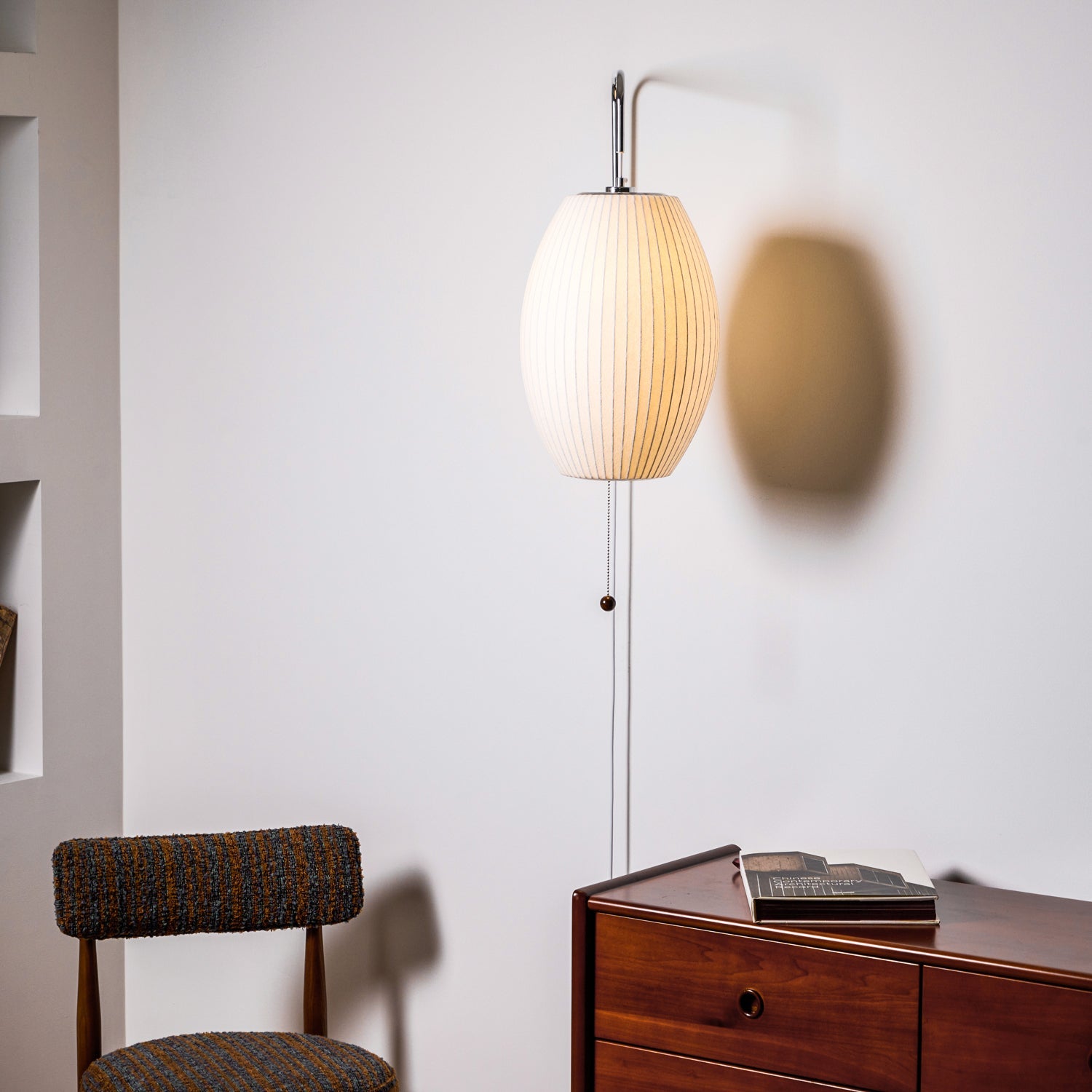 Wandlamp Retro met Draaibare Arm en Trekkoord Schakelaar