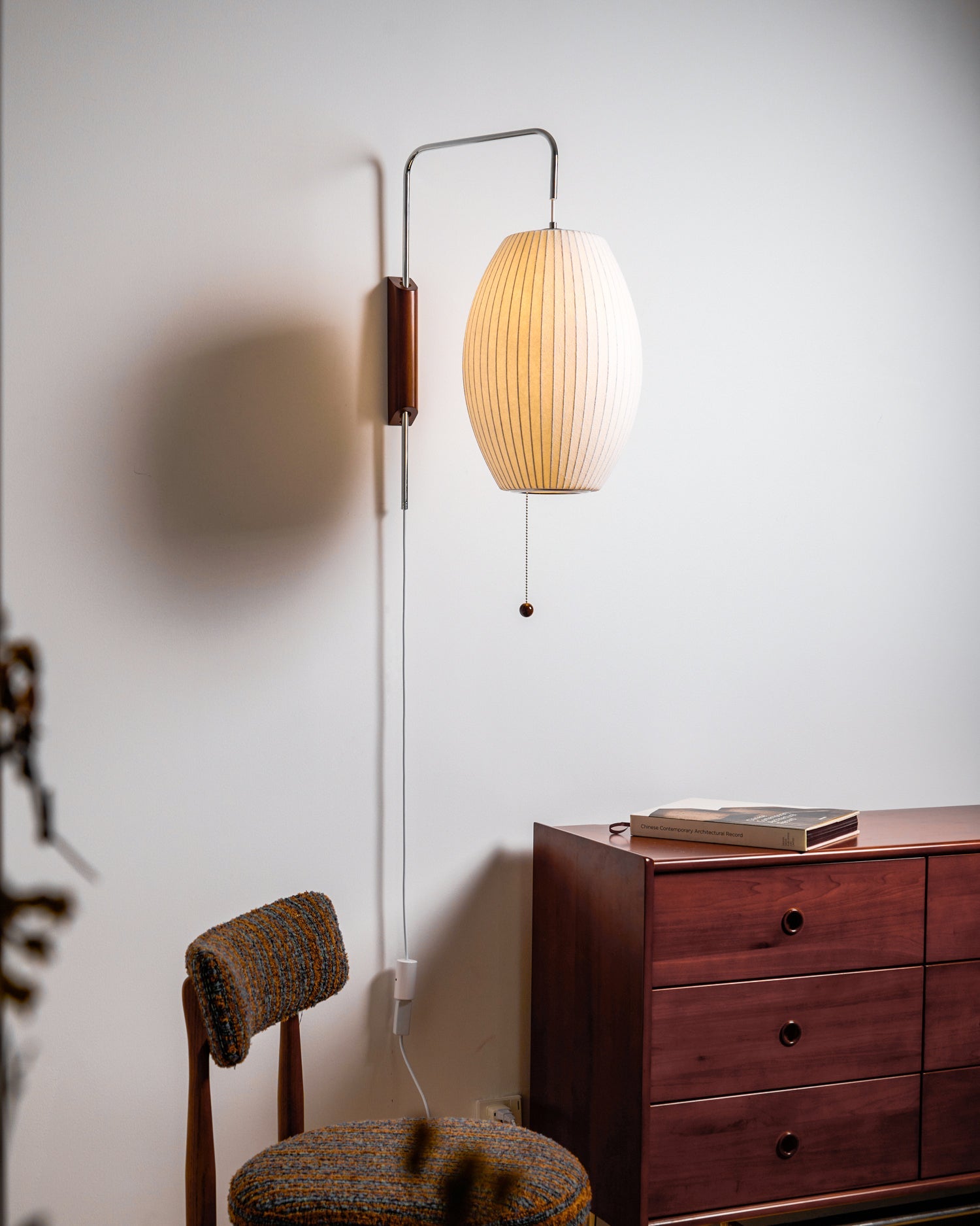 Wandlamp Retro met Draaibare Arm en Trekkoord Schakelaar