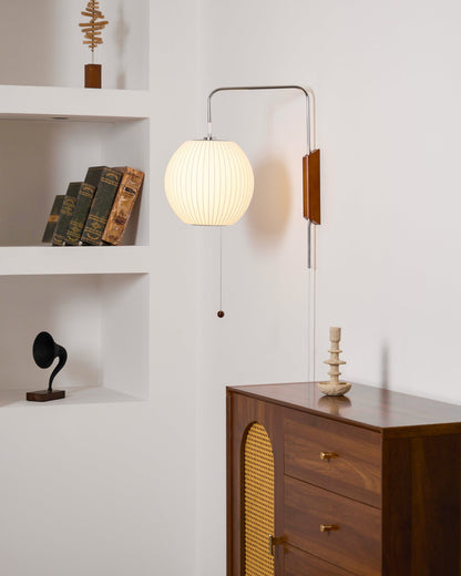 Wandlamp Retro met Draaibare Arm en Trekkoord Schakelaar