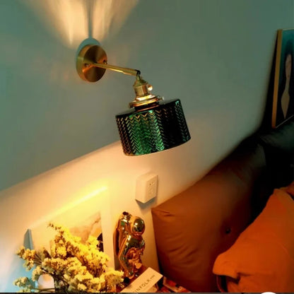 Wandlamp Retro met Draaibare Kap en Gestructureerde Glazen Kap