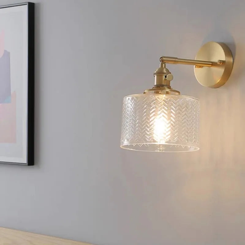 Wandlamp Retro met Draaibare Kap en Gestructureerde Glazen Kap
