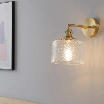 Wandlamp Retro met Draaibare Kap en Gestructureerde Glazen Kap
