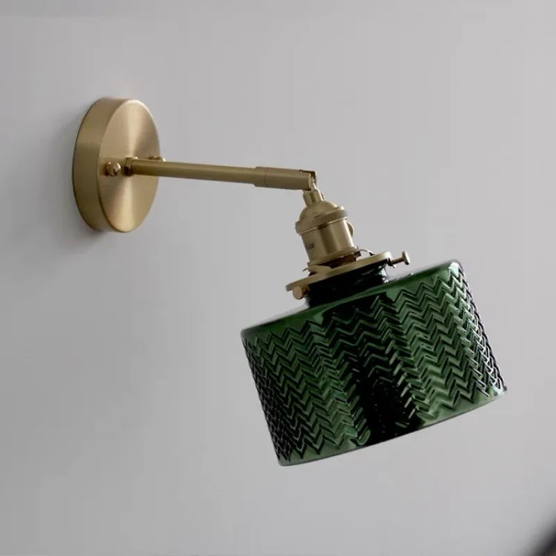 Wandlamp Retro met Draaibare Kap en Gestructureerde Glazen Kap