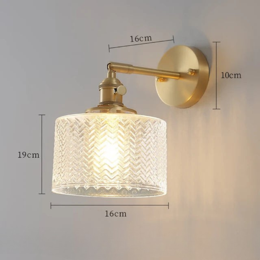 Wandlamp Retro met Draaibare Kap en Gestructureerde Glazen Kap