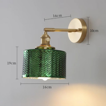 Wandlamp Retro met Draaibare Kap en Gestructureerde Glazen Kap