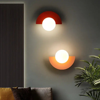 Wandlamp Retro met Glazen Bol en Halfcirkelvormige Beugel