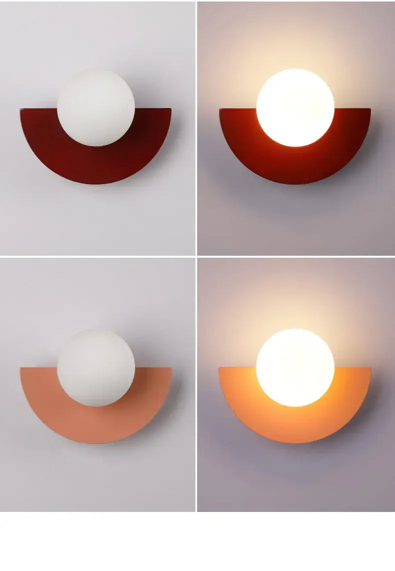 Wandlamp Retro met Glazen Bol en Halfcirkelvormige Beugel