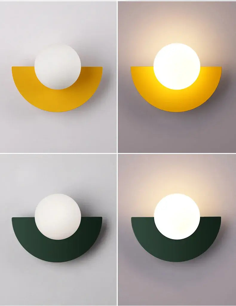 Wandlamp Retro met Glazen Bol en Halfcirkelvormige Beugel