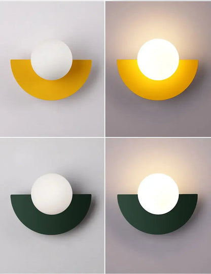 Wandlamp Retro met Glazen Bol en Halfcirkelvormige Beugel