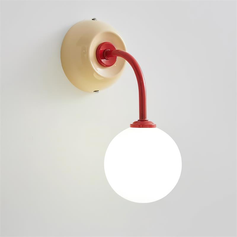 Wandlamp Retro met Glazen Bolkap en Gebogen Arm