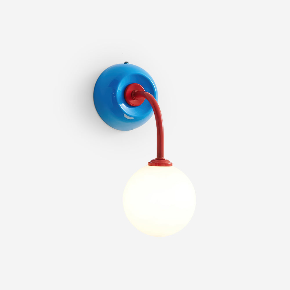 Wandlamp Retro met Glazen Bolkap en Gebogen Arm