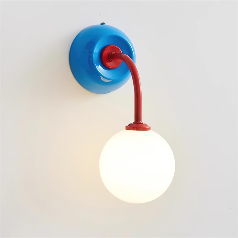 Wandlamp Retro met Glazen Bolkap en Gebogen Arm