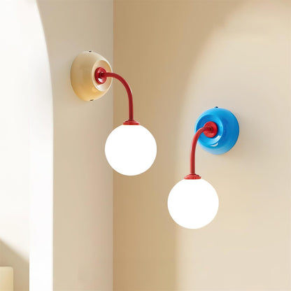 Wandlamp Retro met Glazen Bolkap en Gebogen Arm