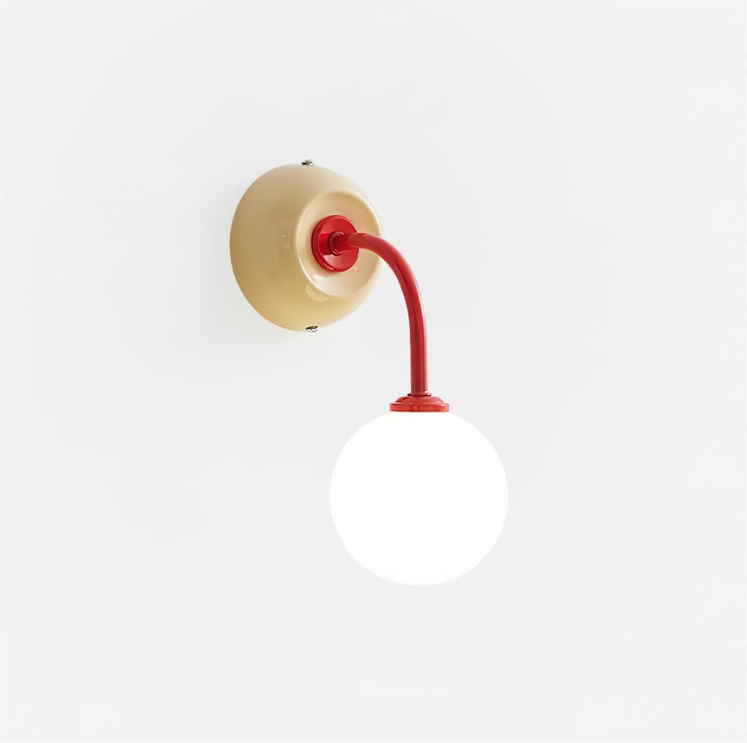 Wandlamp Retro met Glazen Bolkap en Gebogen Arm