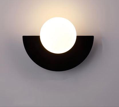Wandlamp Retro met Halfronde Kap en Glazen Bol