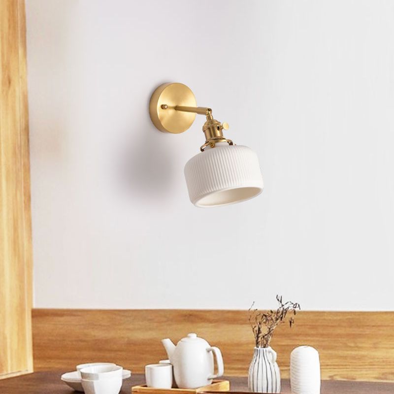 Wandlamp Retro met Keramieken Kap en Draaibare Arm