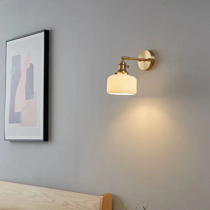 Wandlamp Retro met Keramieken Kap en Draaibare Arm