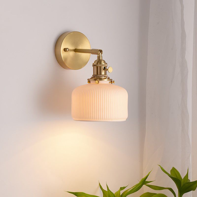 Wandlamp Retro met Keramieken Kap en Draaibare Arm
