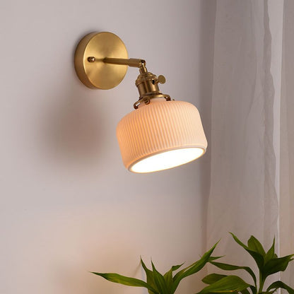 Wandlamp Retro met Keramieken Kap en Draaibare Arm
