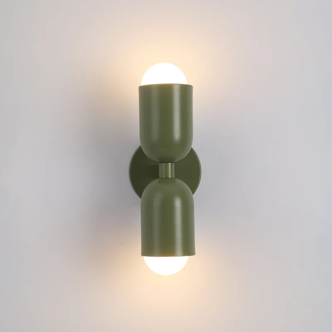 Wandlamp Retro met Twee Cilindervormige Kappen en Ingebouwde LED