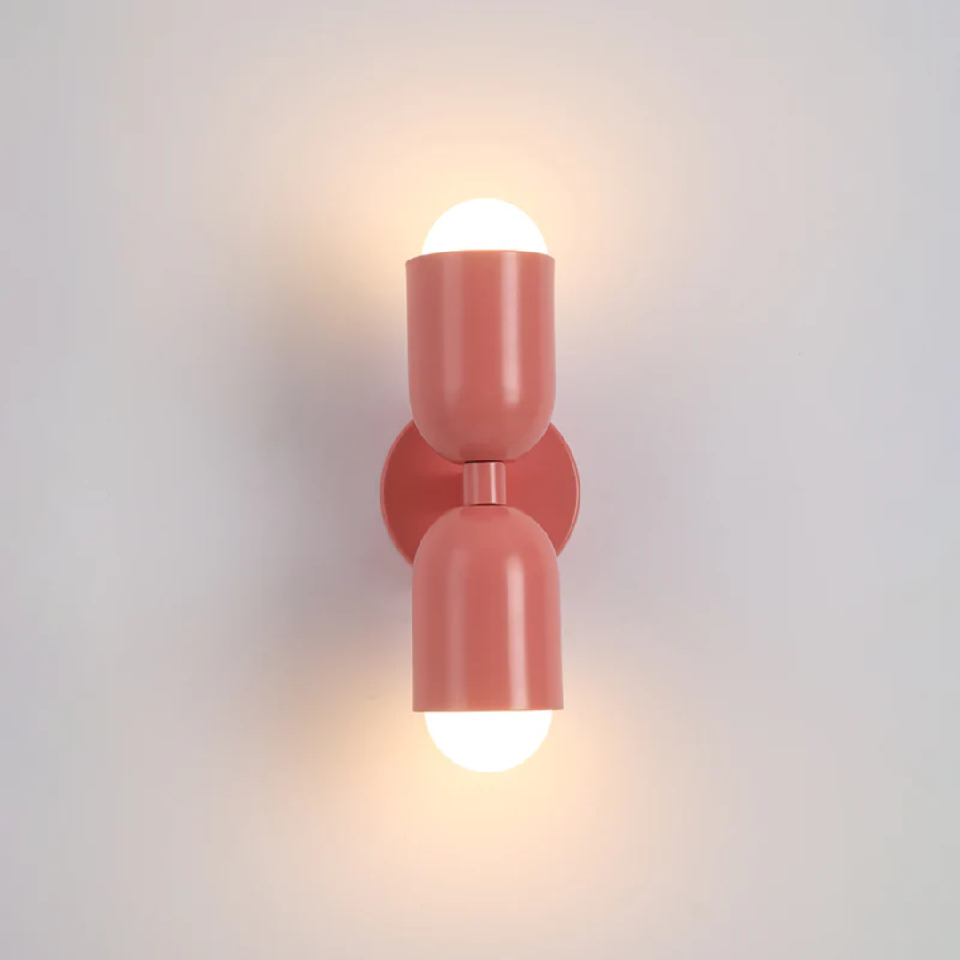 Wandlamp Retro met Twee Cilindervormige Kappen en Ingebouwde LED