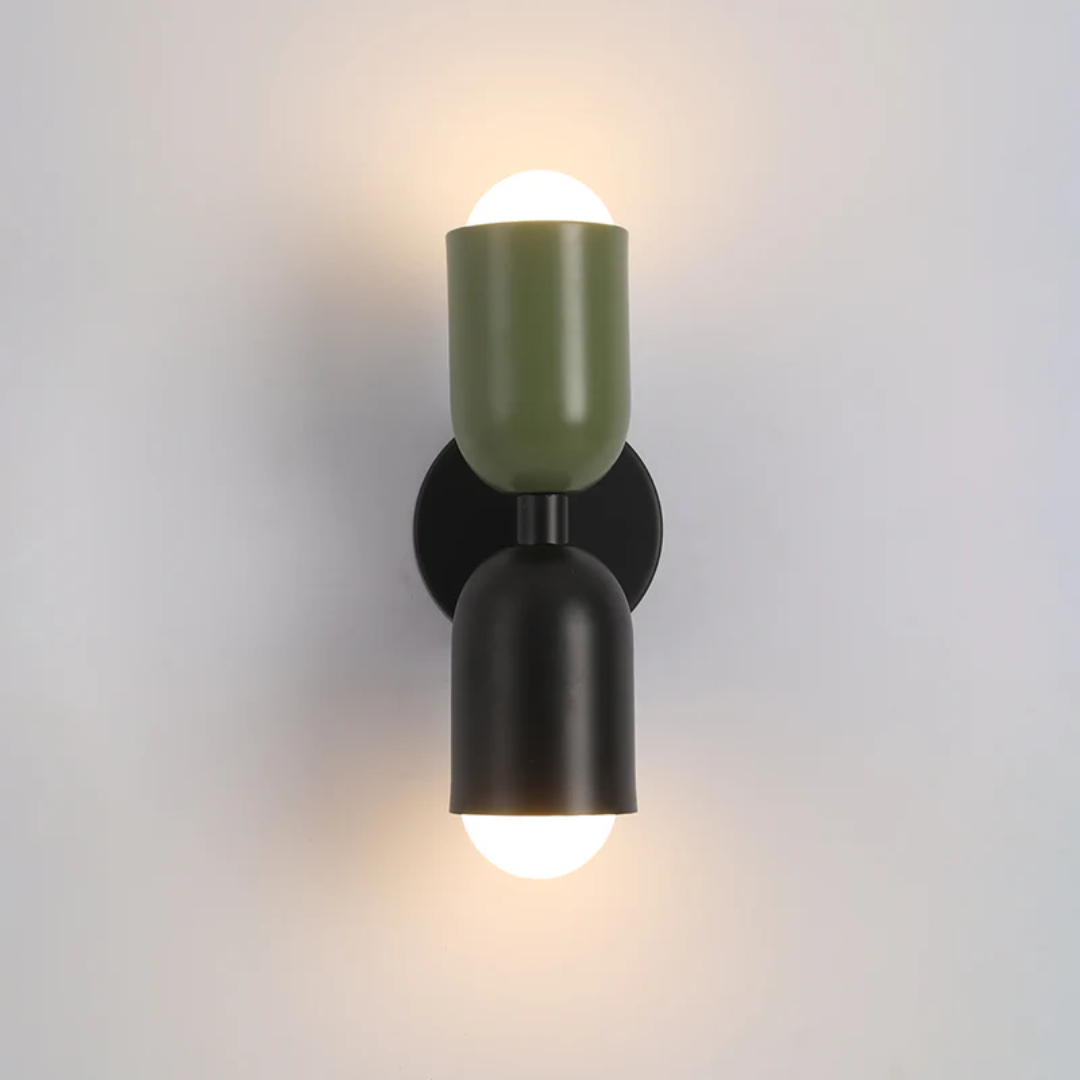 Wandlamp Retro met Twee Cilindervormige Kappen en Ingebouwde LED