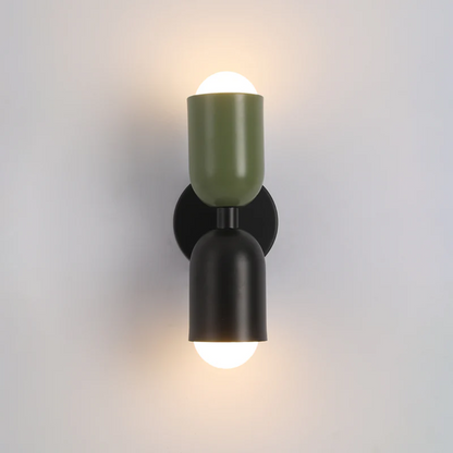 Wandlamp Retro met Twee Cilindervormige Kappen en Ingebouwde LED