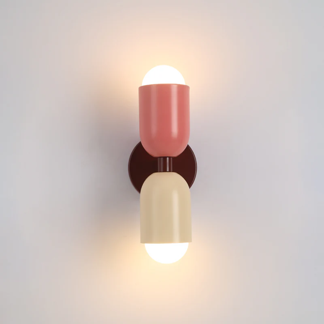 Wandlamp Retro met Twee Cilindervormige Kappen en Ingebouwde LED