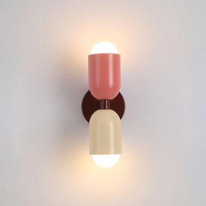 Wandlamp Retro met Twee Cilindervormige Kappen en Ingebouwde LED