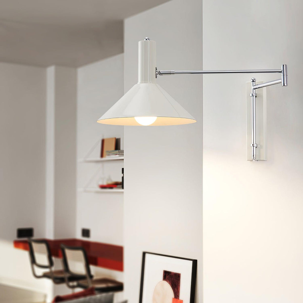 Wandlamp Retro met Verstelbare Zwenkarm en Conische Kap