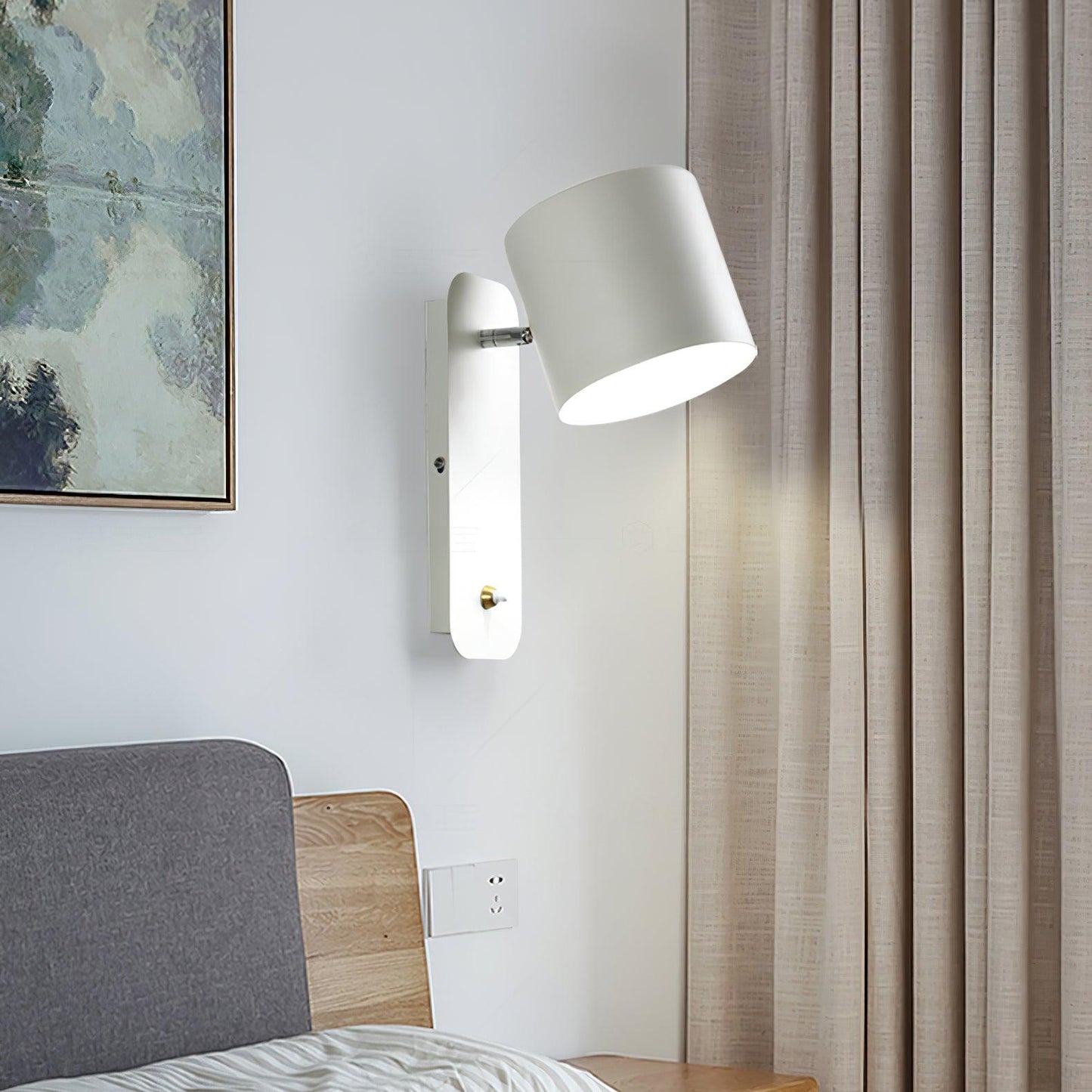 Wandlamp Scandinavisch met Draaibare Kap 350° en Ingebouwde Schakelaar